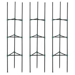 Northio Treillis Lot De 3 Supports Pour Plantes De Jardin Poteaux De Support Pour Plantes Treillis Cage À Tomates Pour Plantes Grimpantes Acier Vert 38 X 38 X 182 Cm  