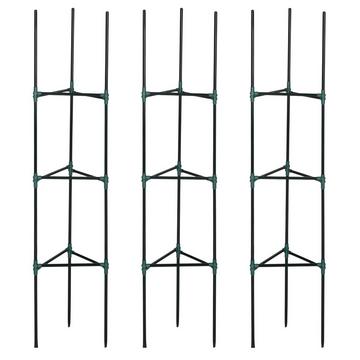 Treillis Lot De 3 Supports Pour Plantes De Jardin Poteaux De Support Pour Plantes Treillis Cage À Tomates Pour Plantes Grimpantes Acier Vert 38 X 38 X 182 Cm