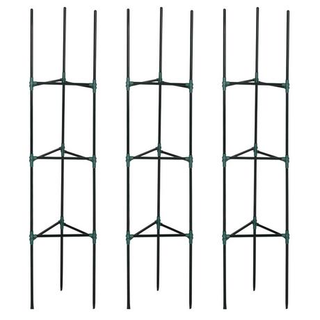 Northio Treillis Lot De 3 Supports Pour Plantes De Jardin Poteaux De Support Pour Plantes Treillis Cage À Tomates Pour Plantes Grimpantes Acier Vert 38 X 38 X 182 Cm  