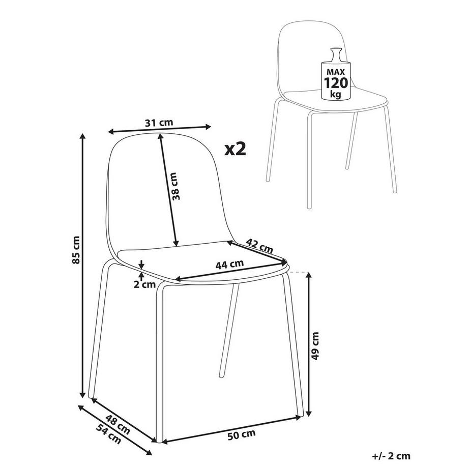 Beliani Konferenzstuhl 2er Set aus Kunststoff  DORR  