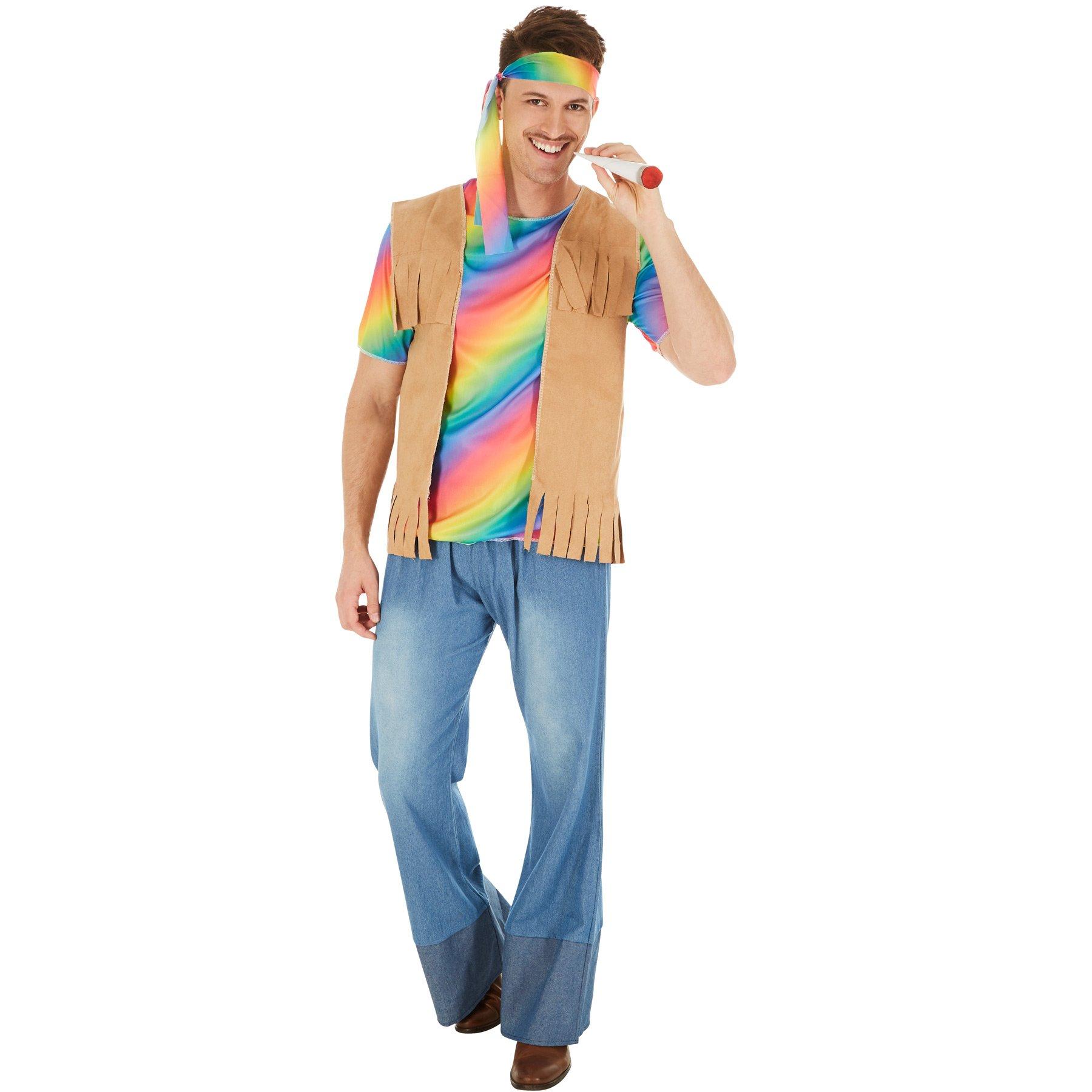 Tectake  Costume da uomo Hippie Peace 