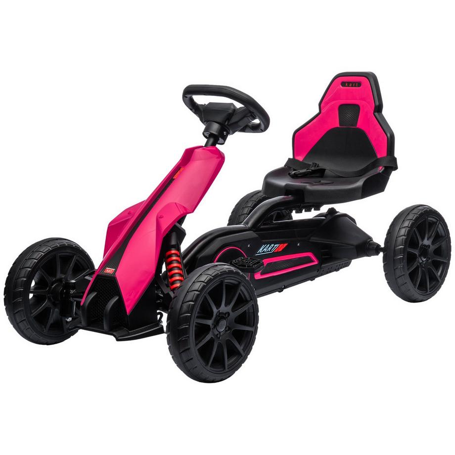Northio  Gokart Tretauto mit Handbremse, verstellbarem Sitz, Vor- und Rückwärtsgang, Tretfahrzeug Kinderfahrzeug Kettcar für Kinder 3-8 Jahren Rosa Aosom 