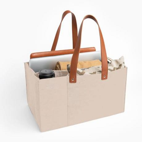 Only-bags.store Borsa Organizer per Insegnanti Ufficio Casa e Lavoro Materiale Scolastico Cancelleria e Artigianato Design Aperto Feltro con Manici in Ecopelle  