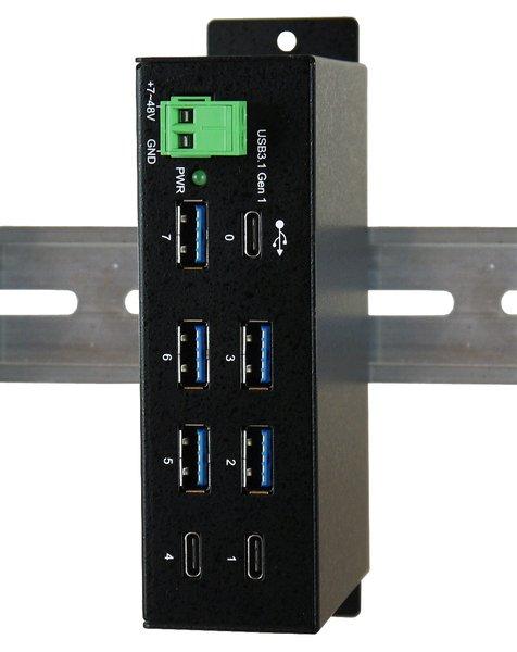 EXSYS  EXSYS EX-1196HMS hub & concentrateur USB 3.2 Gen 1 (3.1 Gen 1) Type-C 5000 Mbit/s Noir 
