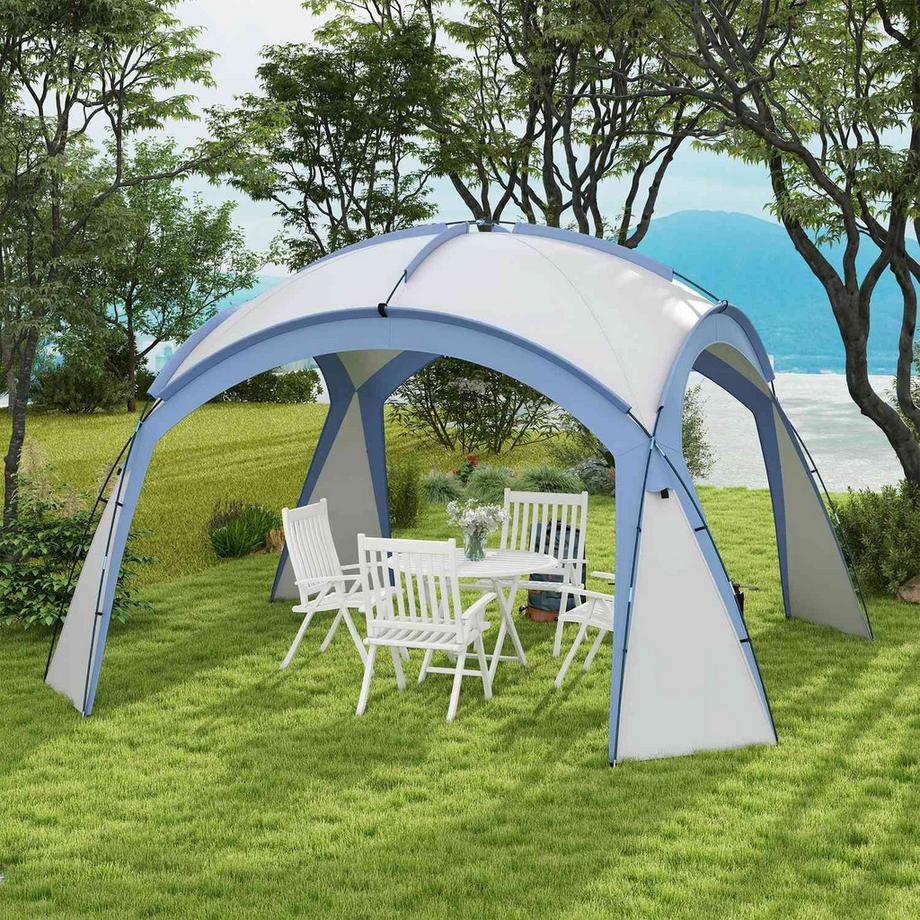 Northio Event Shelter 3,5 x 3,5m Pavillon mit Haken Tür Wasserabweisend winterfest Gartenpavillon Partyzelt Sonnenschutz für Camping, Garten Festivals Blau Aosom  