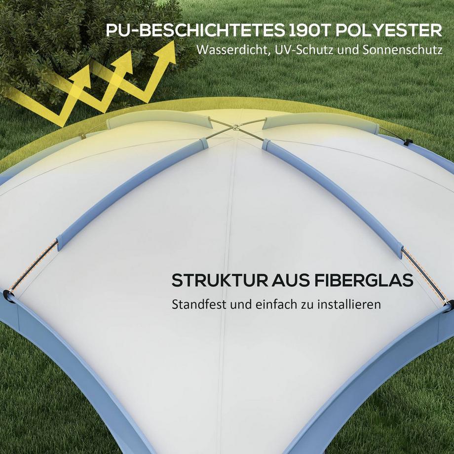 Northio Event Shelter 3,5 x 3,5m Pavillon mit Haken Tür Wasserabweisend winterfest Gartenpavillon Partyzelt Sonnenschutz für Camping, Garten Festivals Blau Aosom  