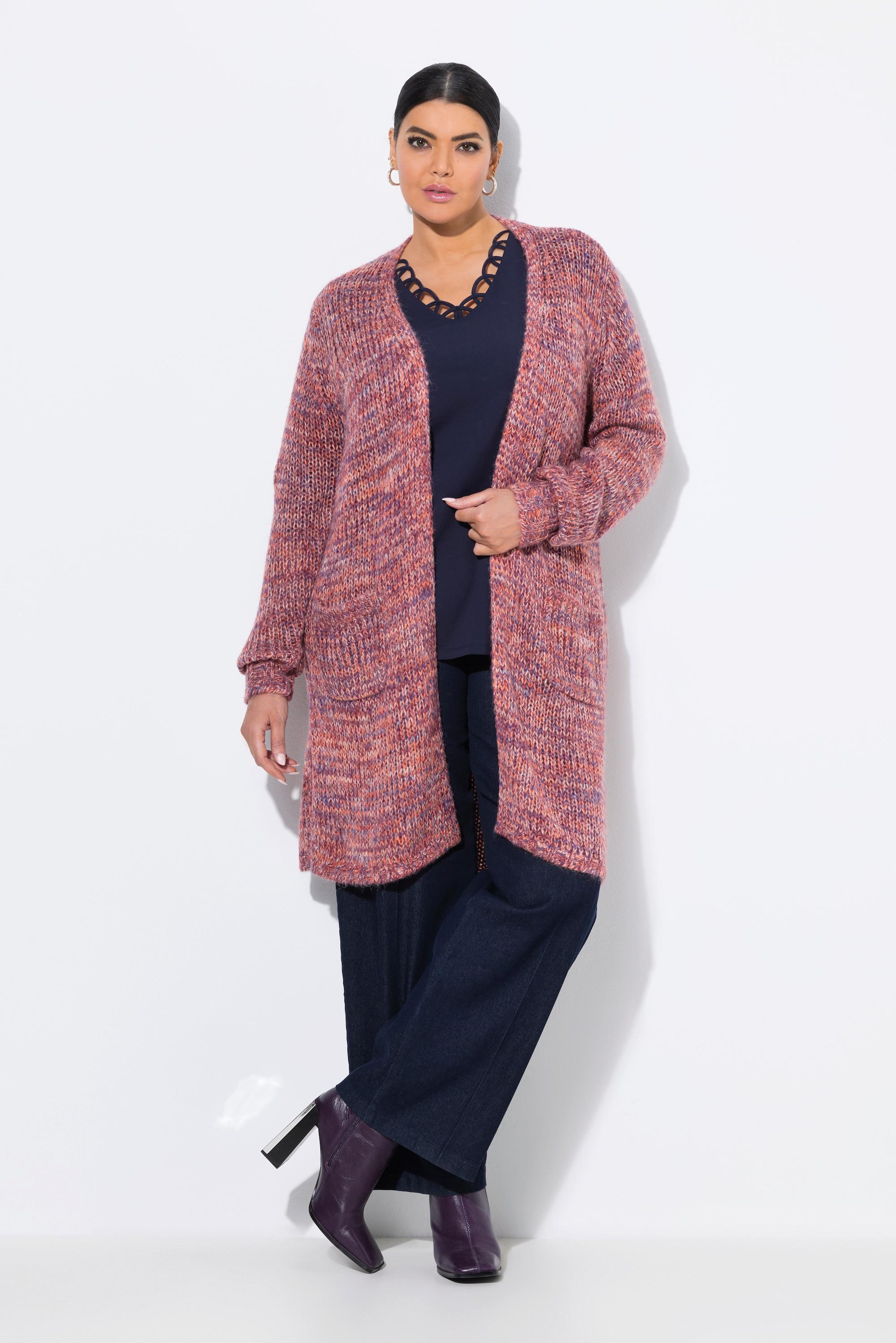 Ulla Popken Long Cardigan Grosse Maille Encolure V Manches Longues  