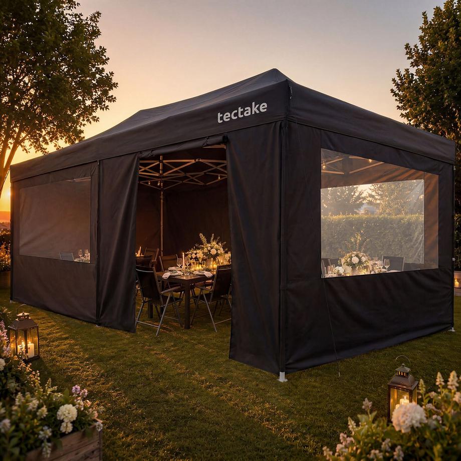 Tectake Gazebo pieghevole in alluminio Viola 6 x 3 m, impermeabile  