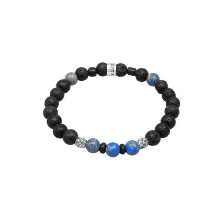 Kuzzoi  Bracelet Herren Lava Achat Edelstein Bead 925 Silber 