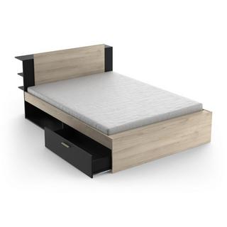 Vente-unique Letto modulare con vani portaoggetti 140 x 190/200 cm Naturale e Nero - ERALIA  