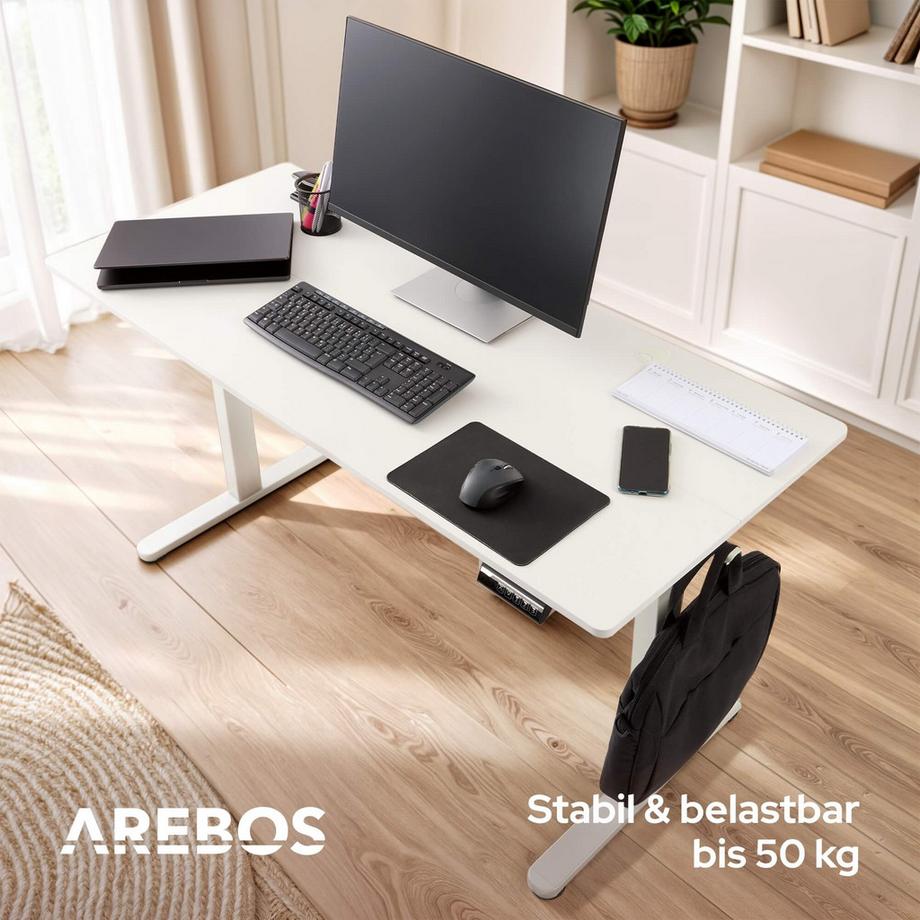 Arebos Bureau électrique réglable en hauteur 120 x 60 cm avec fonction mémoire  