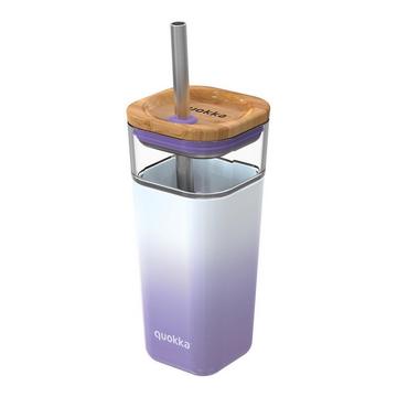 Cube Glas Lilac Gradient 540 ml - Trinkbehälter mit Strohhalm