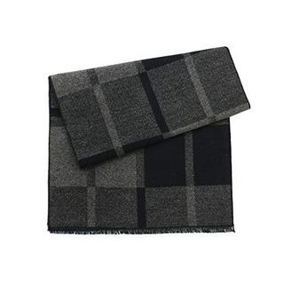 Only-bags.store  Écharpe chaude tricotée à carreaux avec pompon, longue écharpe d'hiver, cadeaux gris noir avec emballage, taille unique 