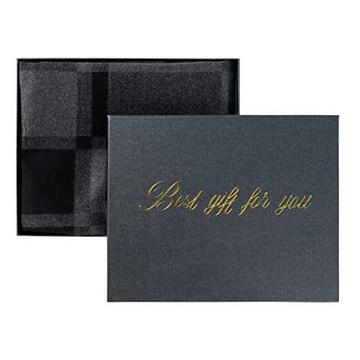 Écharpe chaude tricotée à carreaux avec pompon, longue écharpe d'hiver, cadeaux gris noir avec emballage, taille unique
