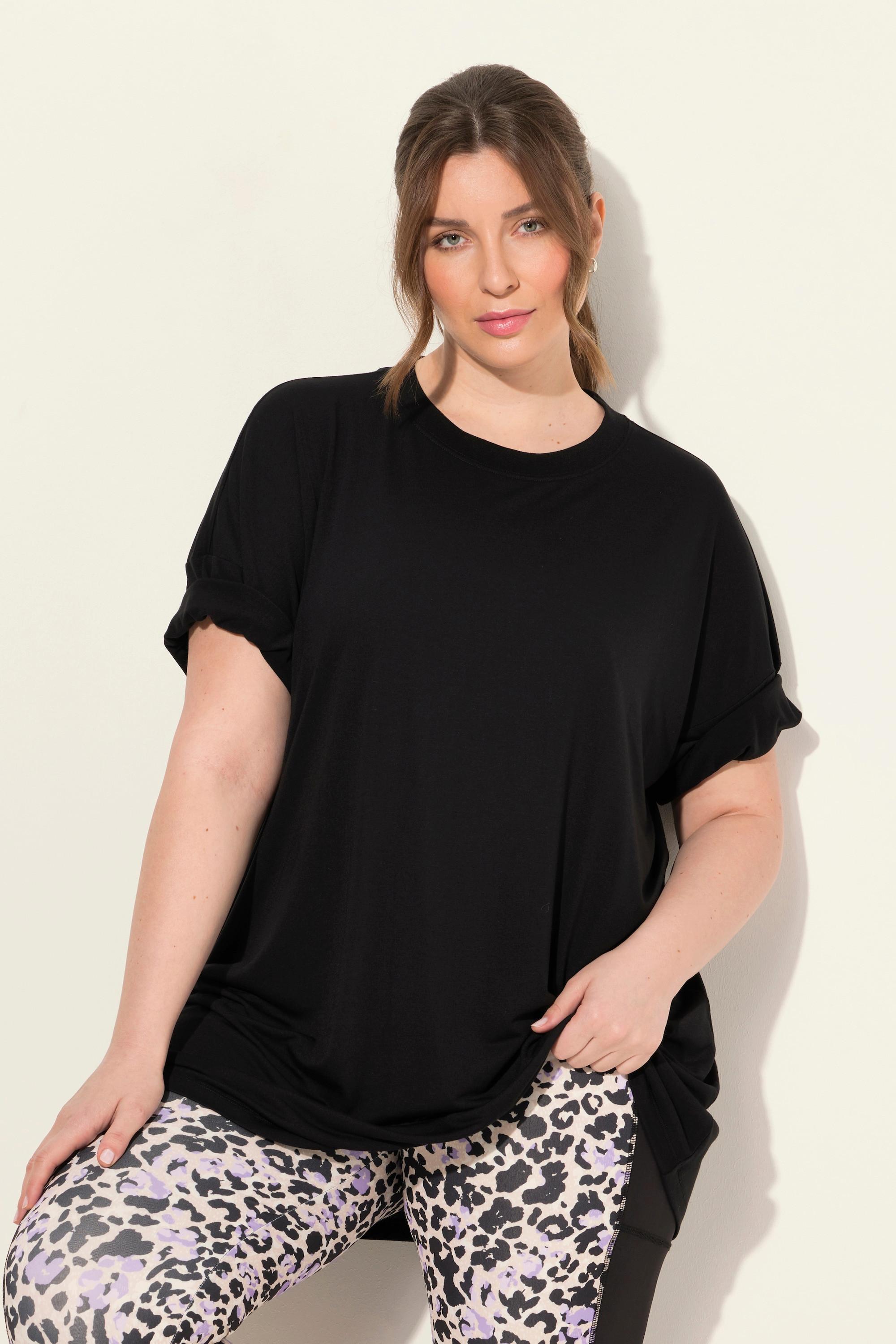 Ulla Popken  T-shirt oversize antibactérien, col rond et manches courtes 