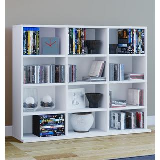 VCM Holzregal stehend | platzsparender CD-Schrank für 480 CDs oder 224 DVDs | Maße:H. 82 x B. 102 x T. 23 cm | Elegantes DVD Regal stehend | Blu-Ray Regal  