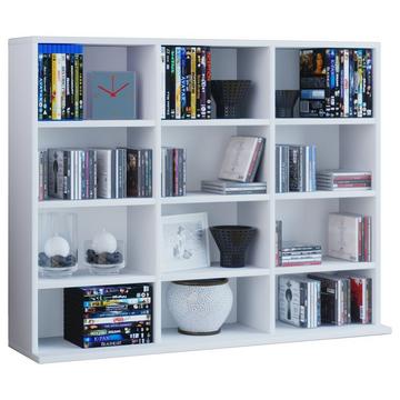 Holzregal stehend | platzsparender CD-Schrank für 480 CDs oder 224 DVDs | Maße:H. 82 x B. 102 x T. 23 cm | Elegantes DVD Regal stehend | Blu-Ray Regal