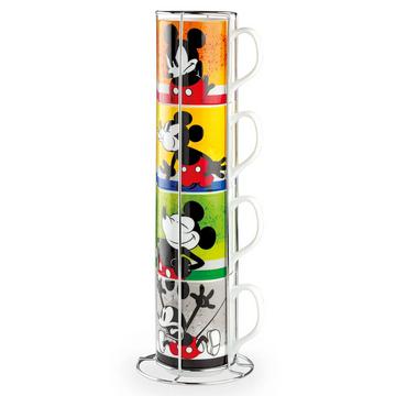 Disney / Mickey Mouse (4 x 350 ml) - Tassenset mit Gestell