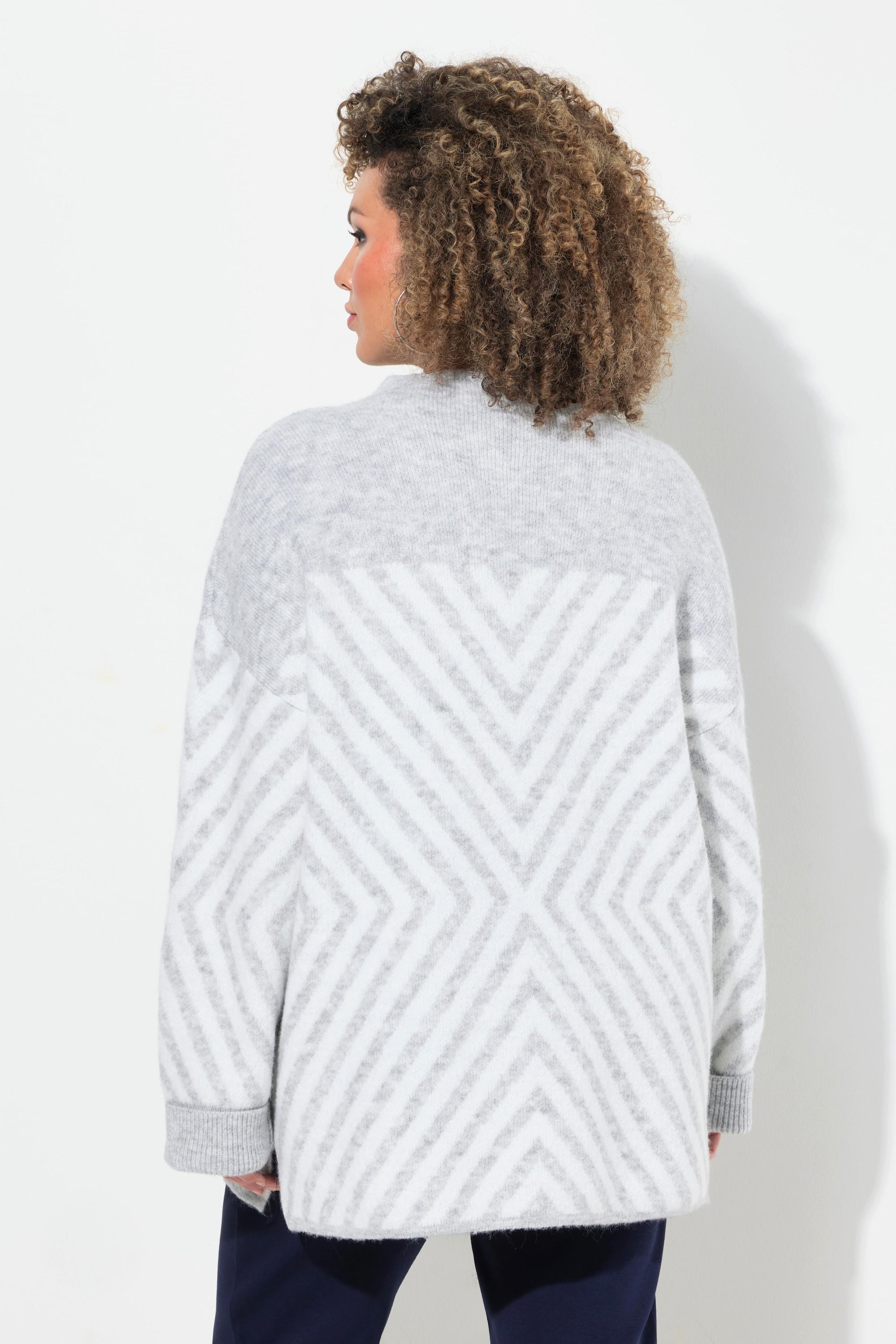 Ulla Popken Pullover grafisches Muster Stehkragen Langarm  