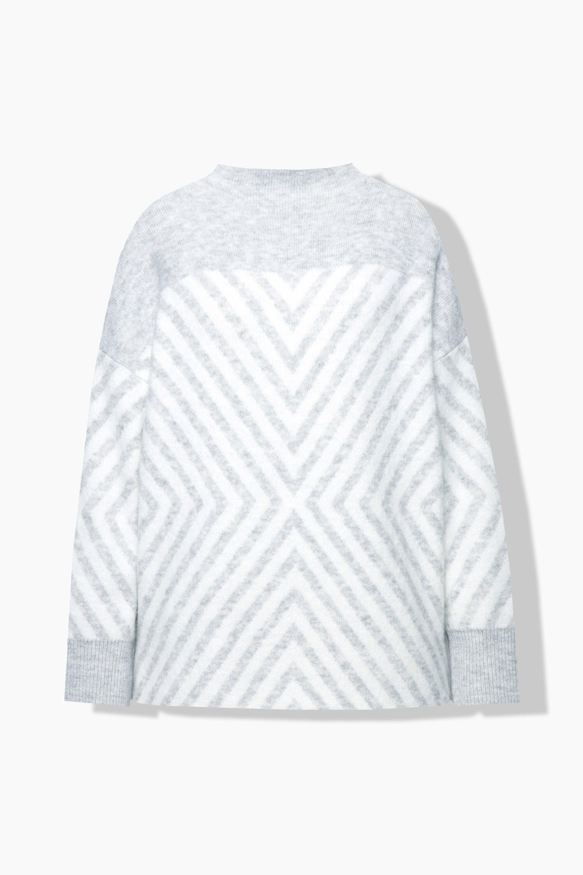 Ulla Popken Pullover grafisches Muster Stehkragen Langarm  