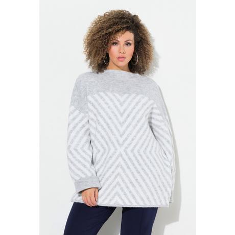 Ulla Popken Pullover grafisches Muster Stehkragen Langarm  