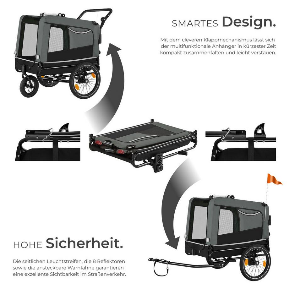 Tectake  Carrello per cani WoofRider  3 in 1 multifunzionale 