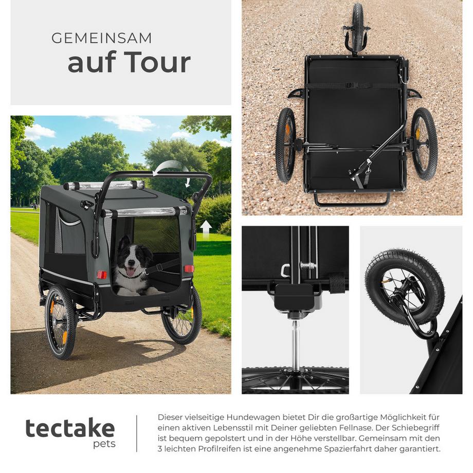 Tectake  Remorque vélo pour chien WoofRider multifonction 3-en-1 