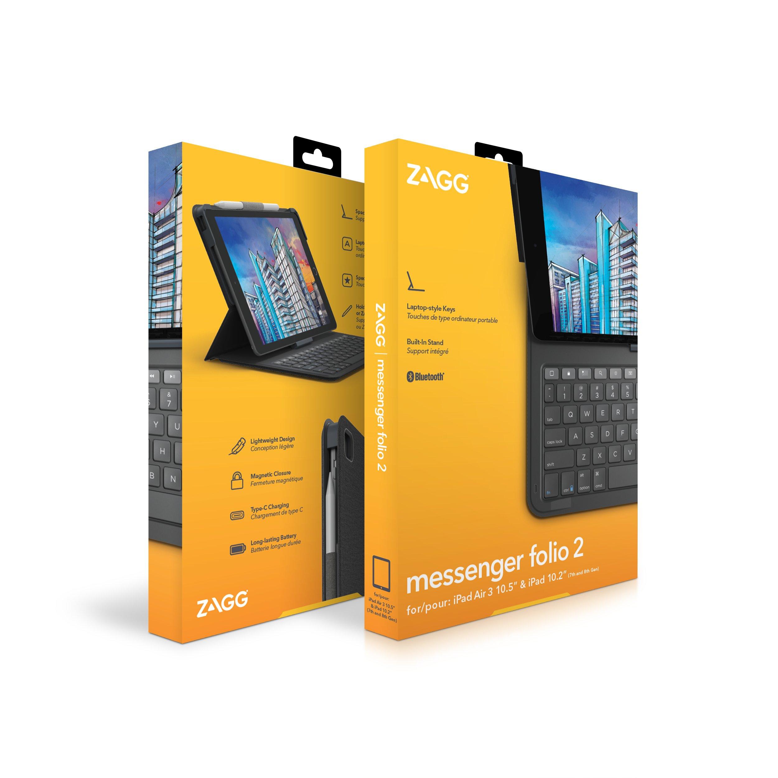 ZAGG  ZAGG Messenger Folio 2 for iPad 103007174 10.2/10.5 (2020),Charcoal,CH 
