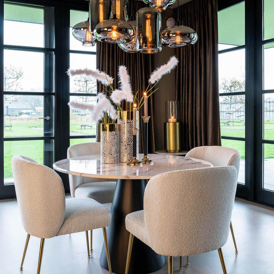 mutoni Table de salle à manger Degas blanc noir 120  