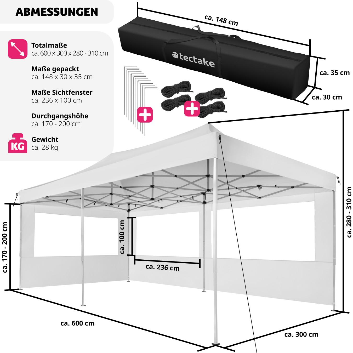 Tectake Pavillon faltbar und höhenverstellbar  