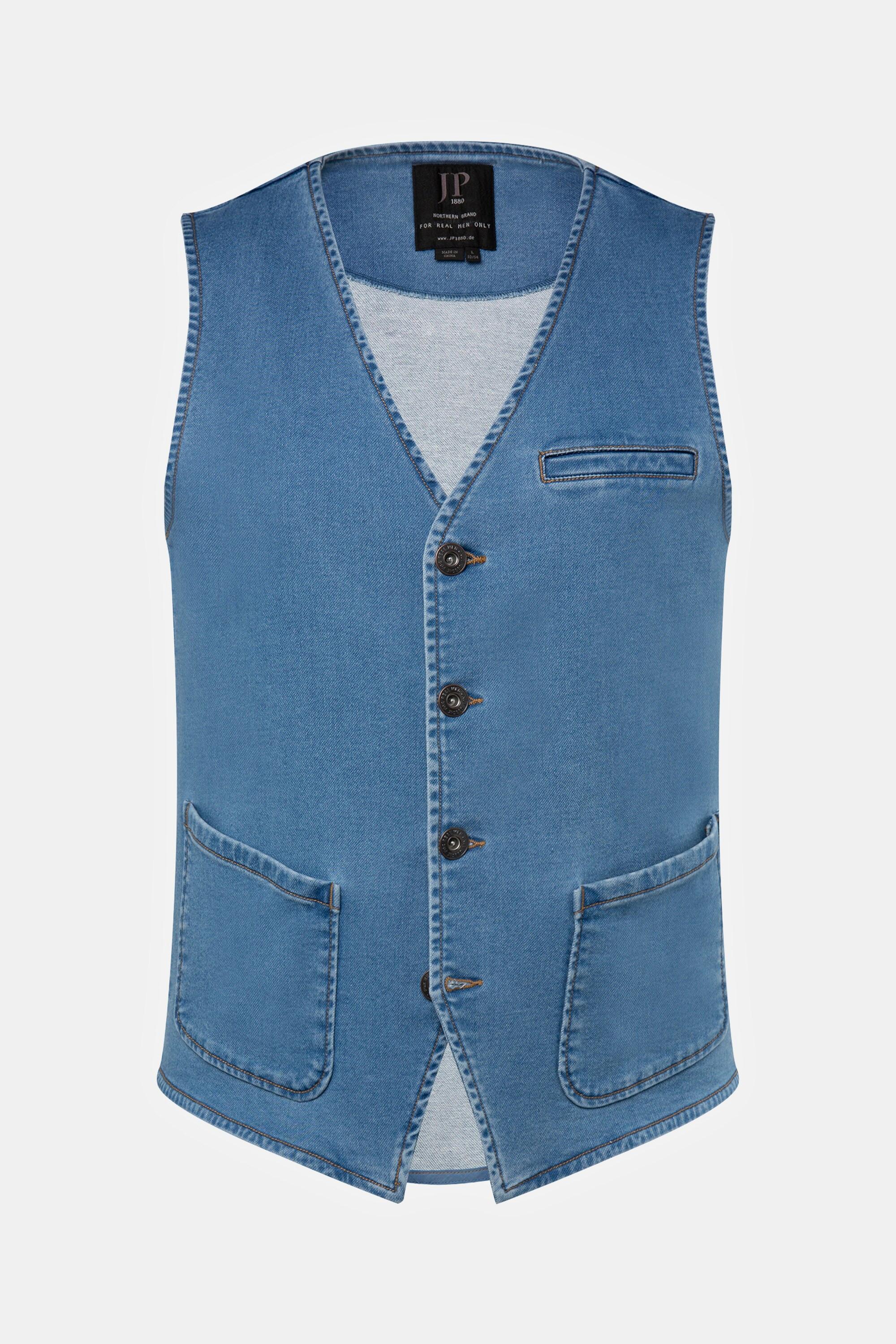 JP1880  Gilet di jeans con FLEXNAMIC® e scollo a V 