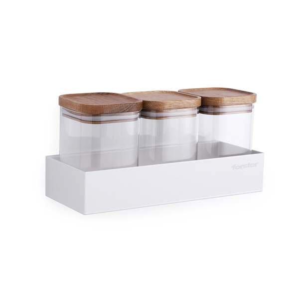 Forster Home Magnetisches Vorratsregal inkl. 3 Glasbehältern Eiche  