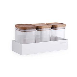 Forster Home Magnetisches Vorratsregal inkl. 3 Glasbehältern Eiche  