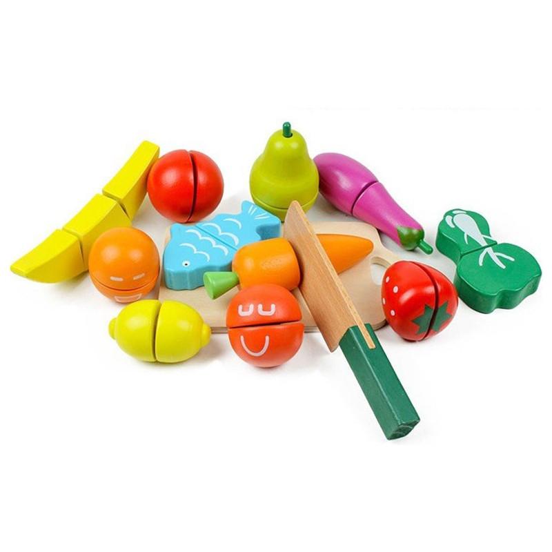 Gameloot  Jouets en bois - fruits et légumes - 14 pièces 