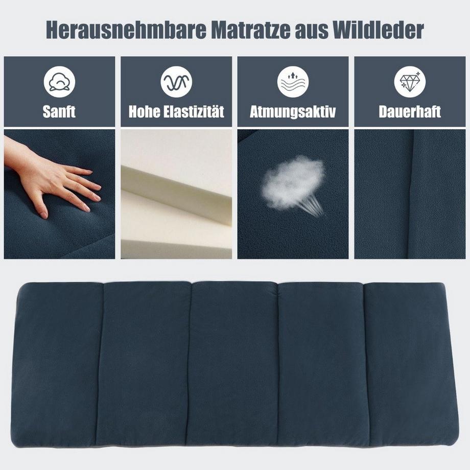 Northix  Lettino da campeggio pieghevole con materasso 185 cm x 65 cm x 41-53 cm blu 