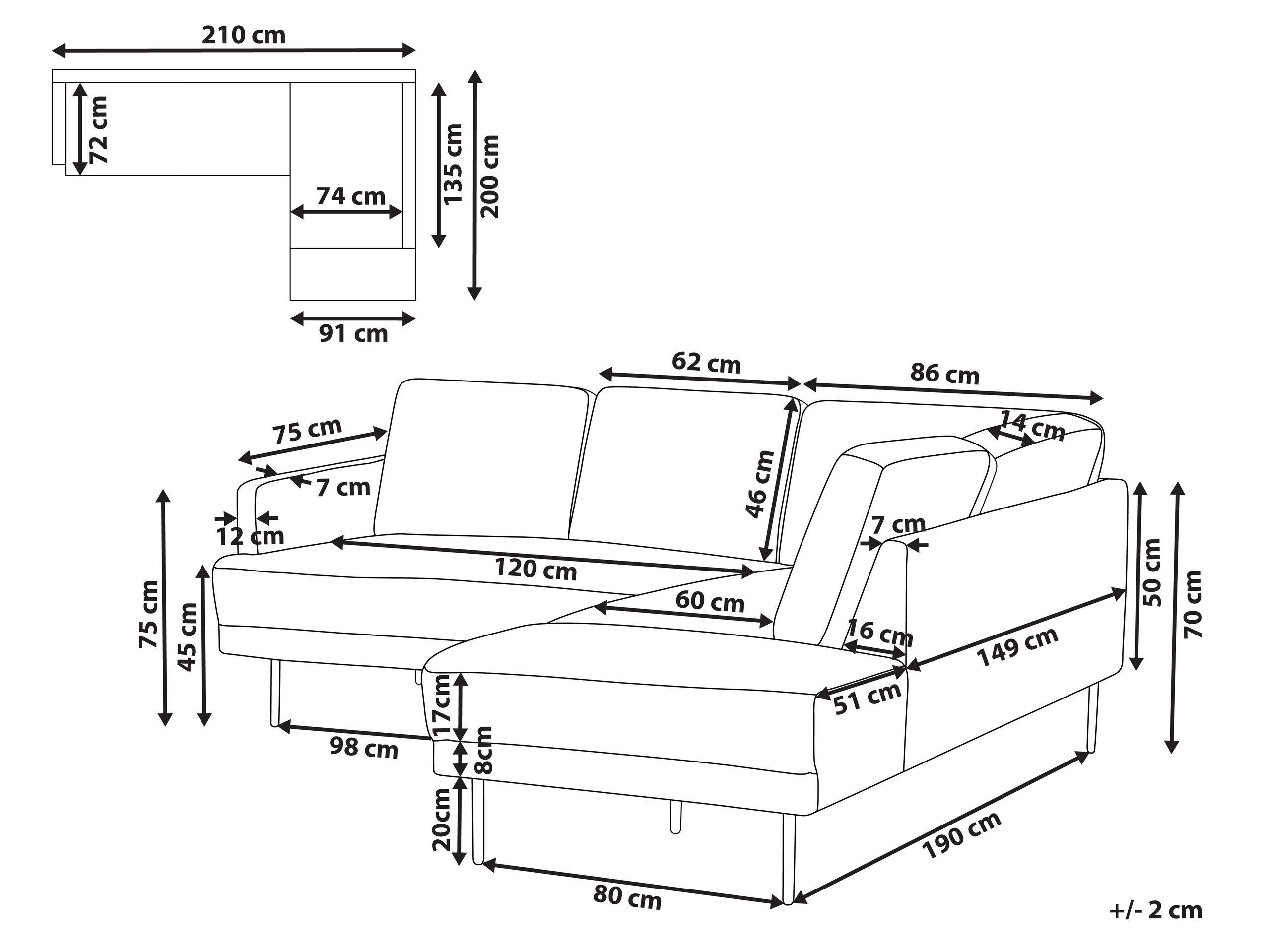 Beliani Canapé d'angle gauche en Polyester Minimaliste BREDA  