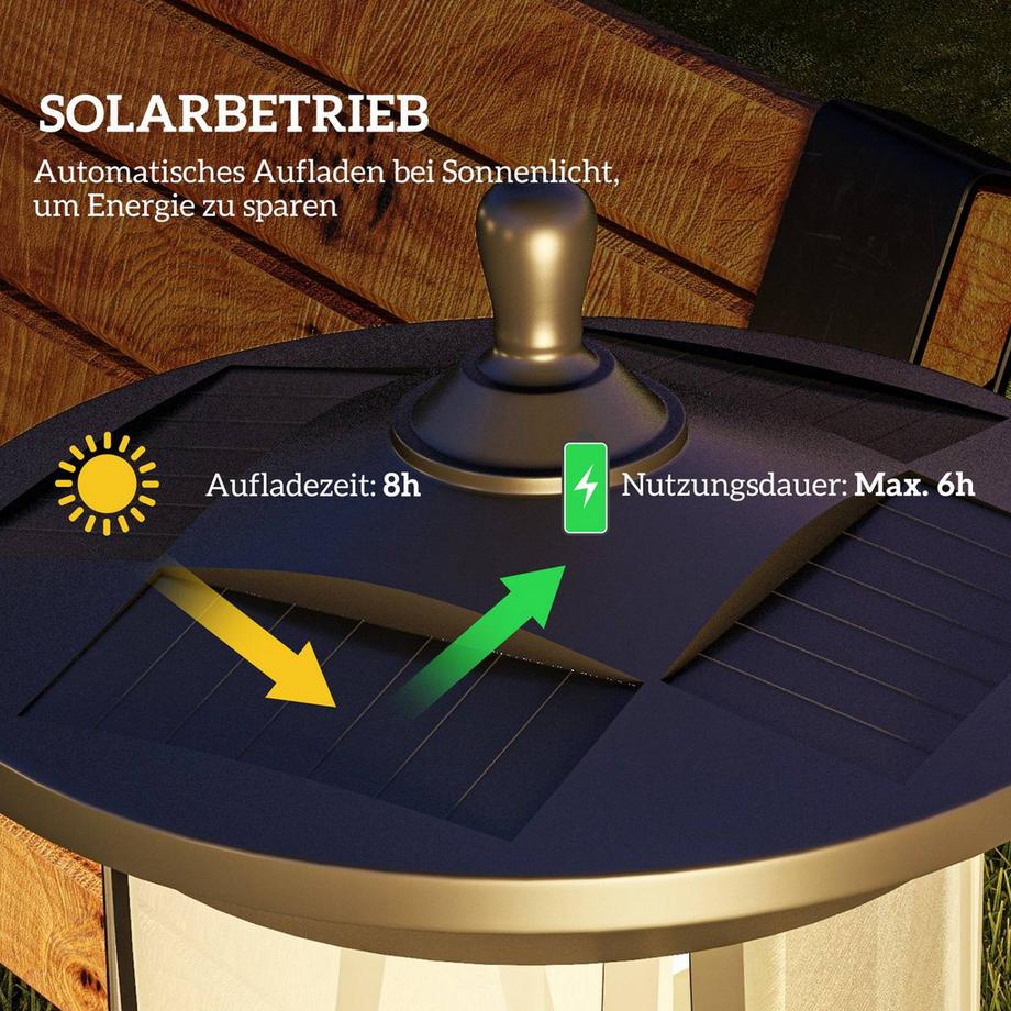 Northio Solar Straßenlaterne LED, IP44, ABS, 17B x 17T x 127H cm, mit Kaltweiß LED Licht, Lichtsensor, wasserdicht, für Außen, Schwarz  