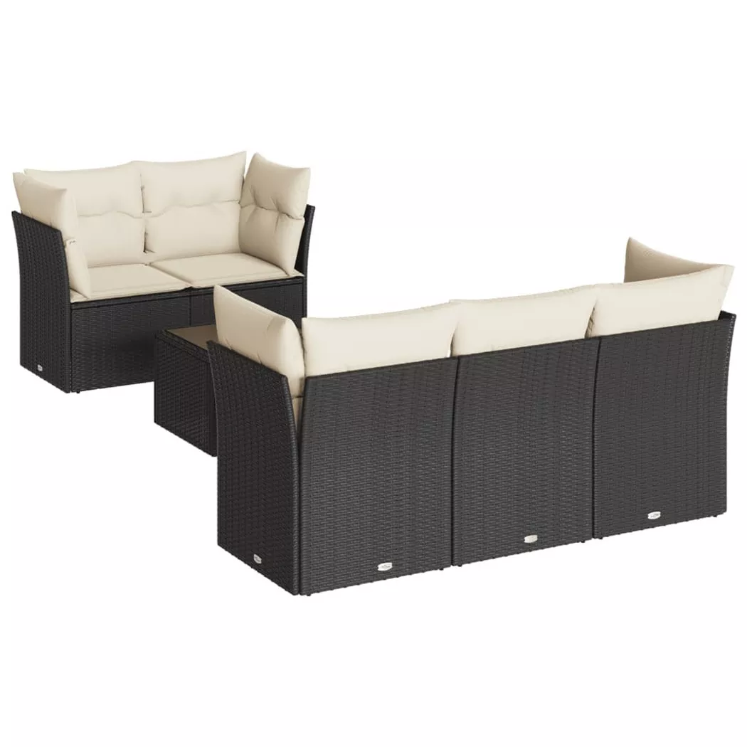 vidaXL Salon de jardin 6 pcs avec coussins noir résine tressée 3217246
