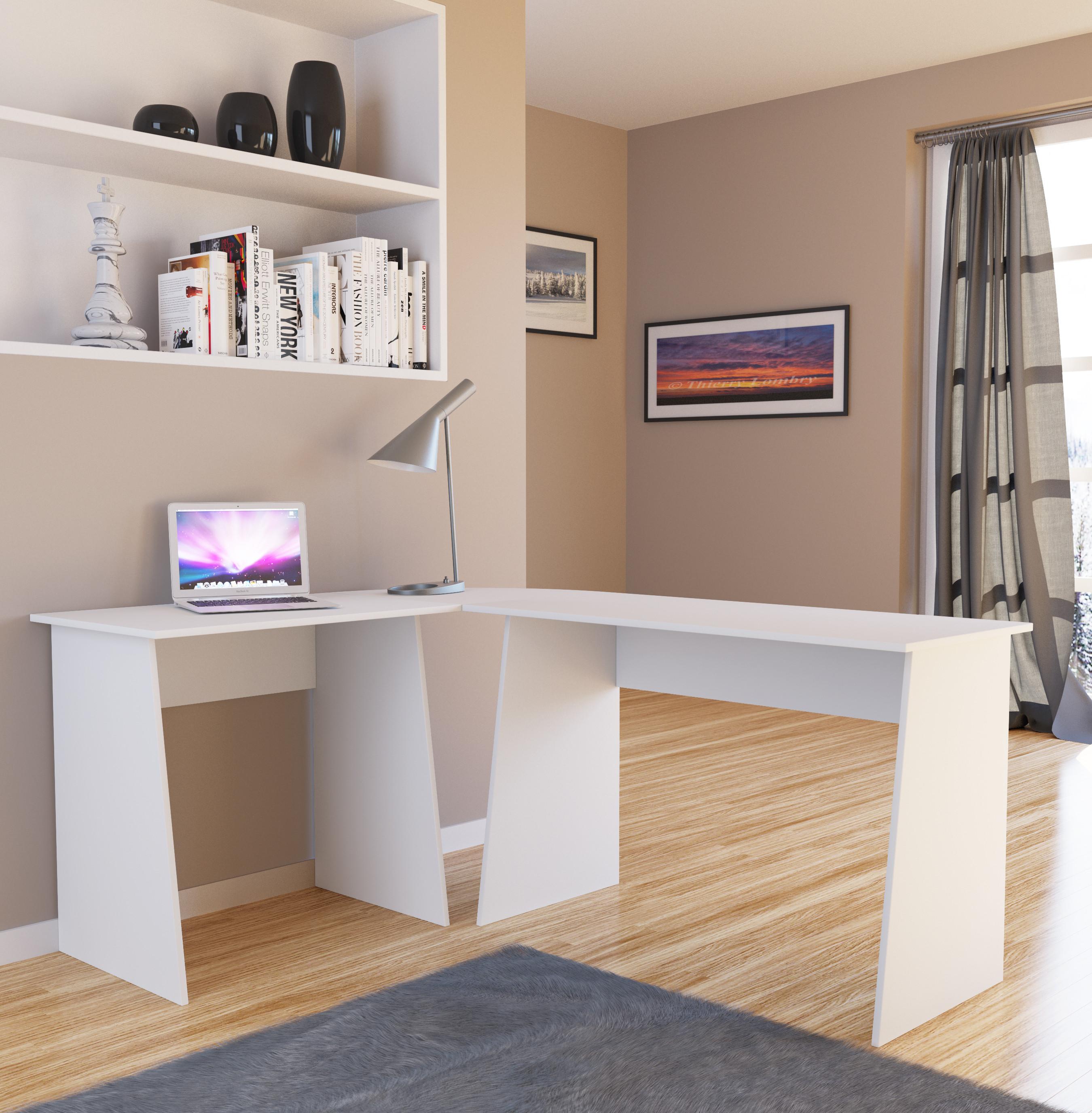 VCM Computertisch | Eckschreibtisch | Maße Gesamtset ca. H. 74 x B. 135 x T. 105 cm | stylische Seitenteile | Schreibtisch – Masola  