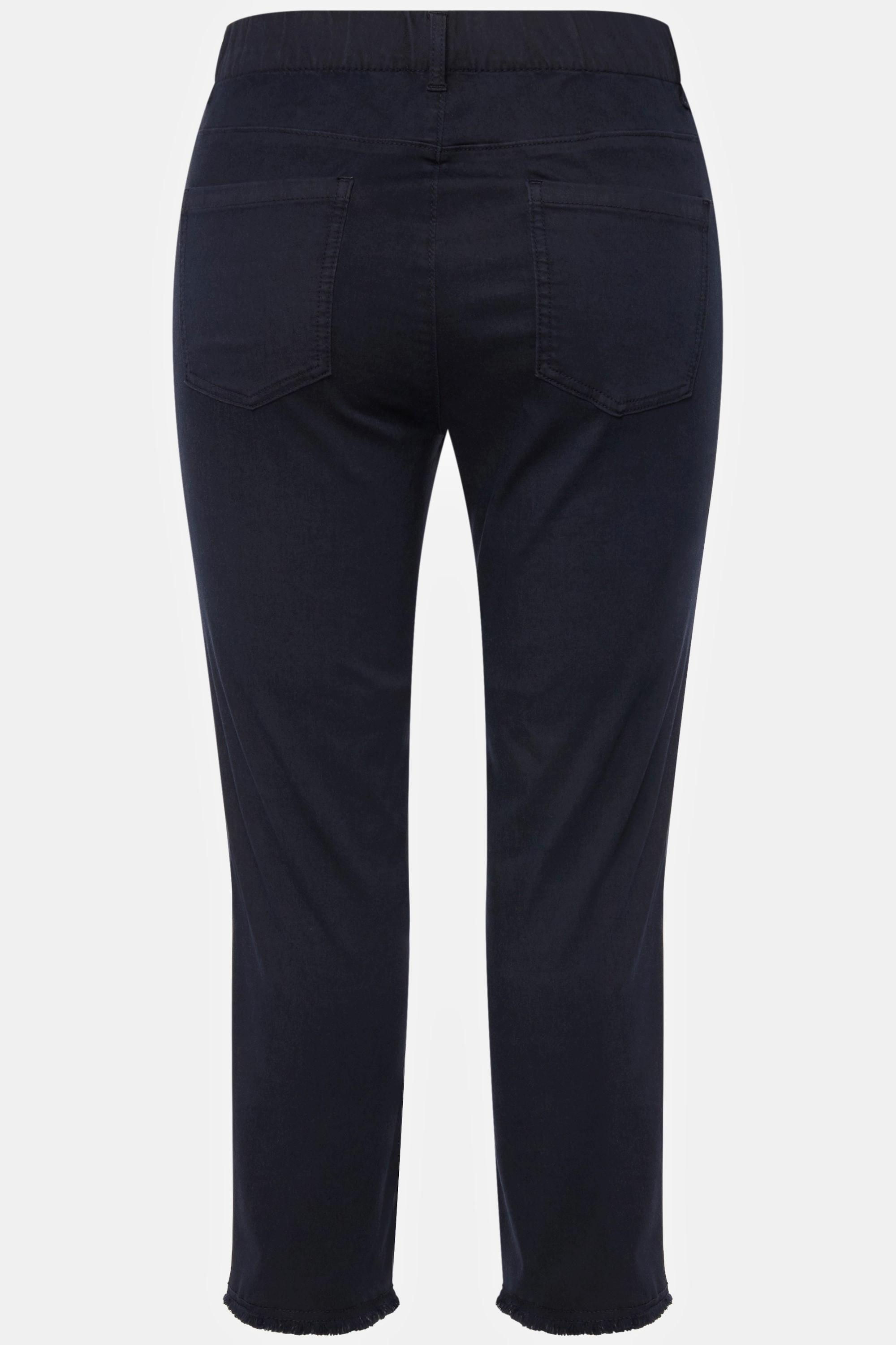 Ulla Popken  Pantalon 7/8 Sienna. Jambe étroite et ourlet frangé 