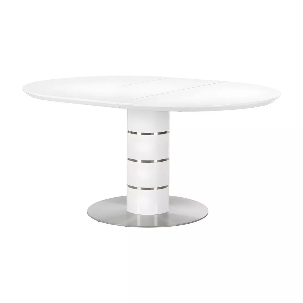 Vente-unique - Table à manger extensible 4 à 6 cous MDF métal inoxydable laqué CUSCO, One Size, Blanc