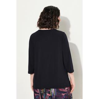 Ulla Popken  Shirt, drapierter Ausschnitt, Classic, 3/4-Arm 