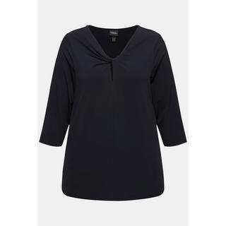 Ulla Popken  Shirt, drapierter Ausschnitt, Classic, 3/4-Arm 