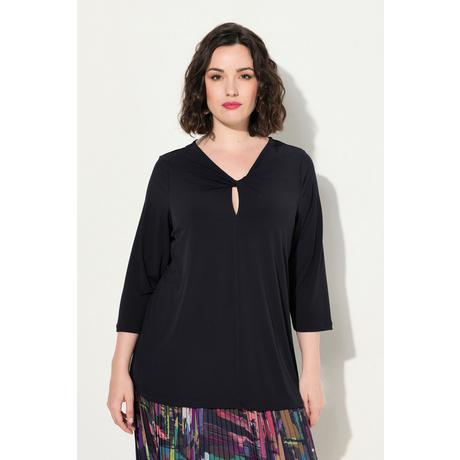 Ulla Popken  Shirt, drapierter Ausschnitt, Classic, 3/4-Arm 