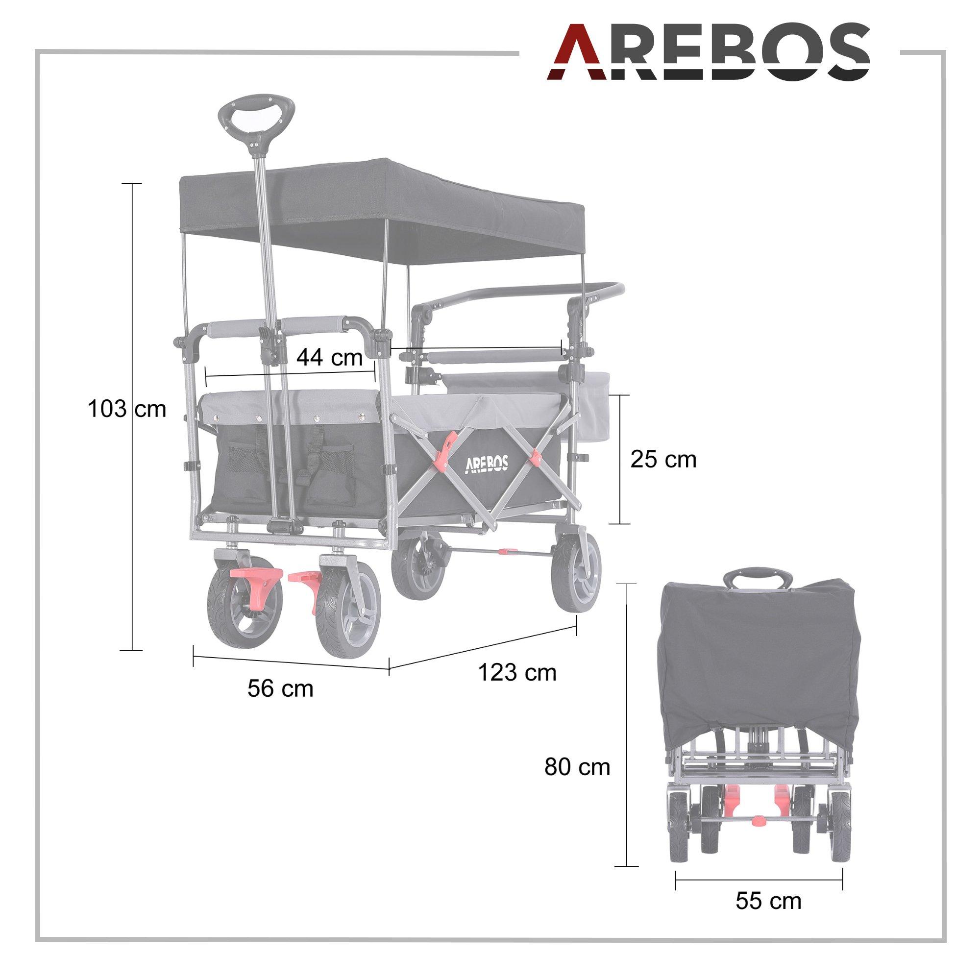 Arebos  Bollerwagen mit Dach | Handwagen | Transportkarre | Gerätewagen 