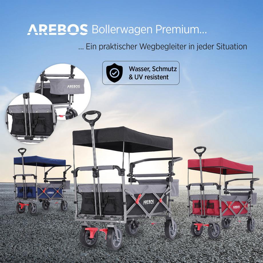 Arebos  Bollerwagen mit Dach | Handwagen | Transportkarre | Gerätewagen 