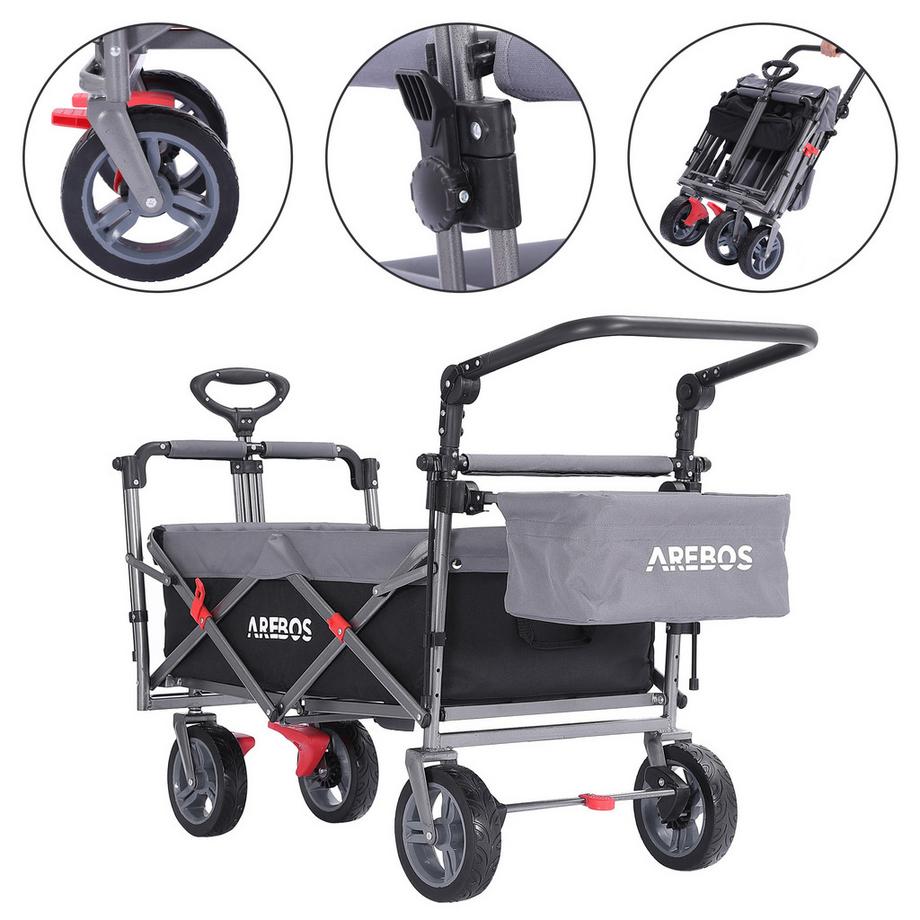 Arebos  Bollerwagen mit Dach | Handwagen | Transportkarre | Gerätewagen 