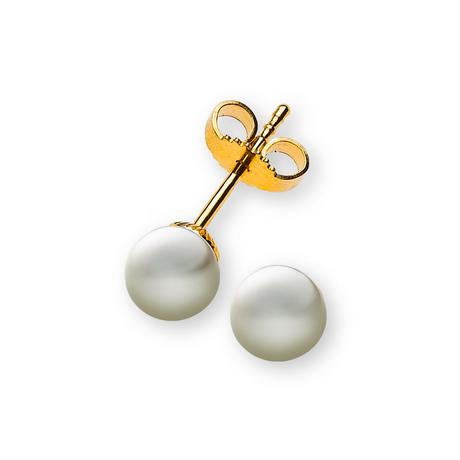 MUAU Schmuck  Clous d'oreilles en or jaune 750 perle d'eau douce 5,5-6mm 