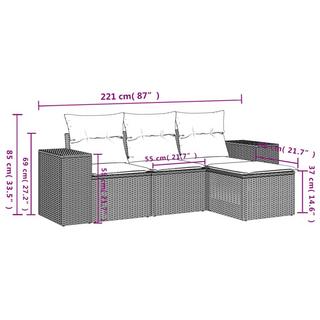 VidaXL Ensemble de canapés de jardin rotin synthétique  