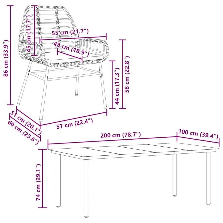 VidaXL Garten essgruppe poly-rattan  
